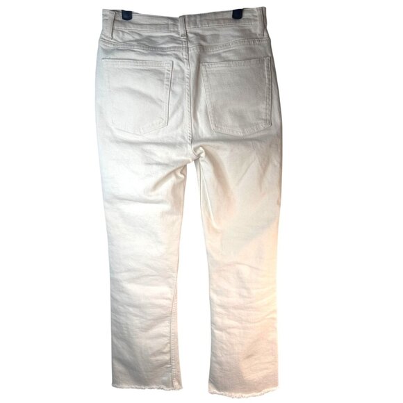 ZARA Womens Size 2 Ecru Straight Leg Jeans High Rise Raw Hem Flare - Picture 2 of 13
